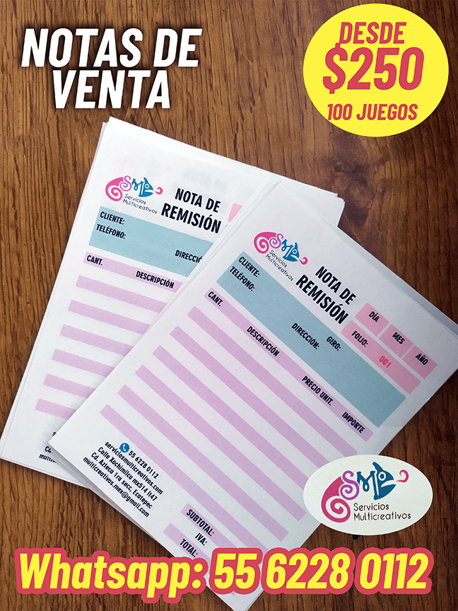 Nota de venta o remisión